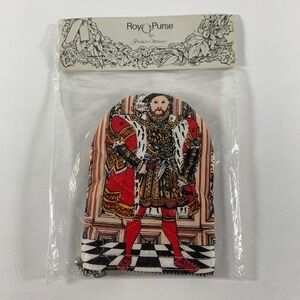 Frances Worters King Henry VIII Coin Change Purse Vintage Quilted England Zipper